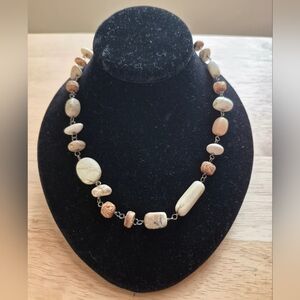 Silpada necklace white howlite, African opal, mahogany seed with 925 Closure